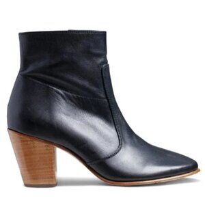 NEW BEEK Made In Mexico Leather Catbird Booties in black/tan for women 825 13j8